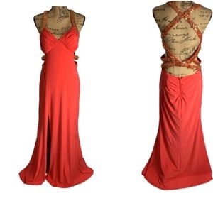 NWT Adrianna Papell Pink Bead Strap Evening Dress